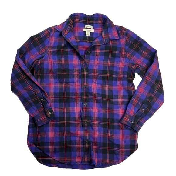 L.L. Bean Tops - L.L.Bean Scotch Plaid Flannel Shirt Purple Red Size XSP Petite Outdoors Hiking